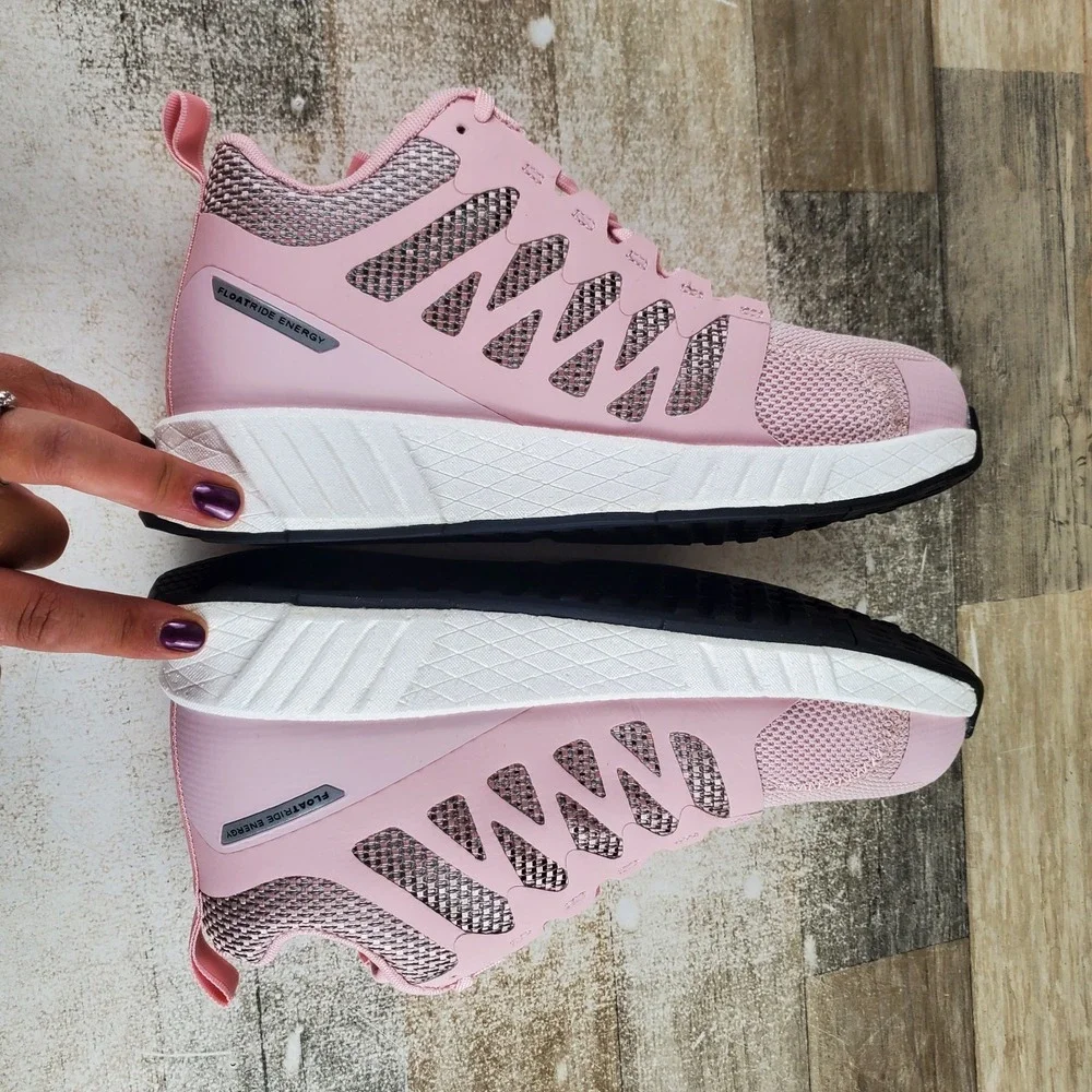 Reebok Fusion Flexweave Womens Work Boots Sz 9 M Pink Comp Toe Mid-Cut Lace Up